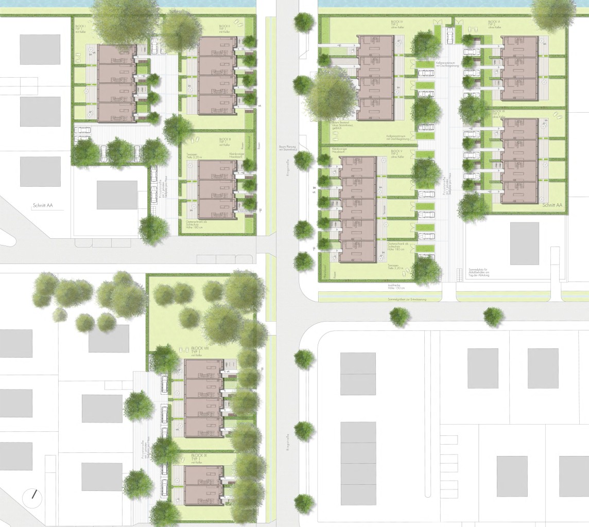 Reihenhaeuser Klinker Lageplan Fischbeker Heidbrook Hamburg Winking Froh Architekten