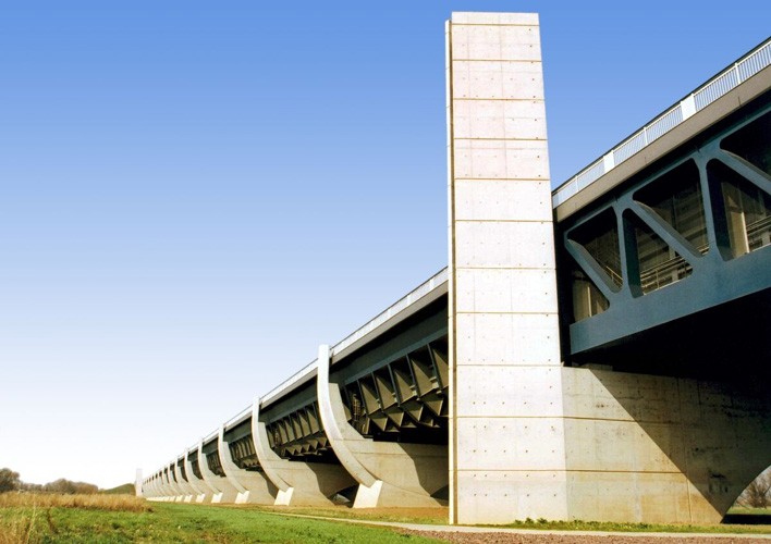 Ansicht, Brücke 02 Trogbrücke Wasserstraßenkreuz Magdeburg Mittellandkanal Elbe Winking Froh Architekten