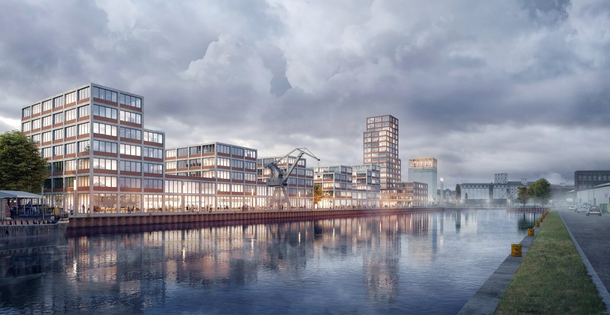 Dortmund Hafenquartier Speicherstrasse Perspektive vom Schmiedehafen